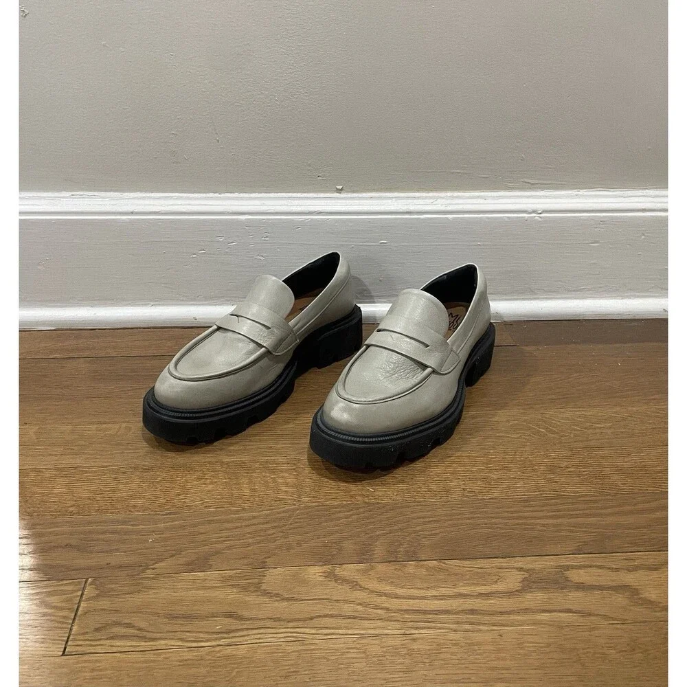 Miz Mooz Platform Lug Sole Loafers Taupe Leather Size EU37/U.S. 6.5-7 Grunge Y2K